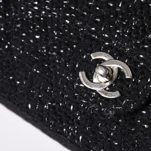CHANEL Chanel Matelasse 25 W Flap W Chain Shoulder Bag No. 10 Coco Mark Tweed Leather Black Good Condition Used 4a001623
