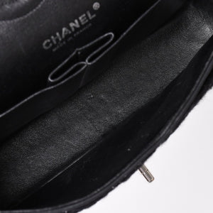CHANEL Chanel Matelasse 25 W Flap W Chain Shoulder Bag No. 10 Coco Mark Tweed Leather Black Good Condition Used 4a001623