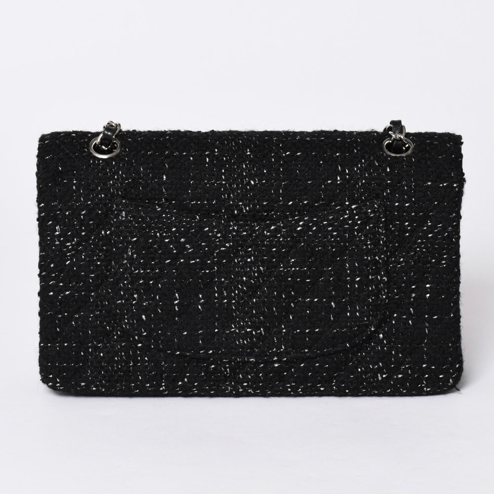 CHANEL Chanel Matelasse 25 W Flap W Chain Shoulder Bag No. 10 Coco Mark Tweed Leather Black Good Condition Used 4a001623