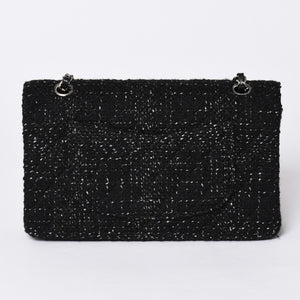 CHANEL Chanel Matelasse 25 W Flap W Chain Shoulder Bag No. 10 Coco Mark Tweed Leather Black Good Condition Used 4a001623