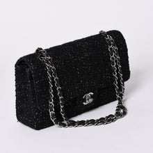 画像をギャラリービューアに読み込む, CHANEL シャネル マトラッセ25 Wフラップ Wチェーンショルダーバッグ 10番台 ココマーク ツイード レザー ブラック 美品 中古 4a001623