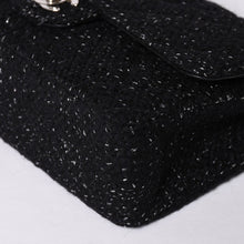 画像をギャラリービューアに読み込む, CHANEL シャネル マトラッセ25 Wフラップ Wチェーンショルダーバッグ 10番台 ココマーク ツイード レザー ブラック 美品 中古 4a001623