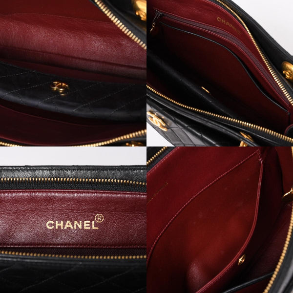 CHANEL Chain Tote Bag No. 1 Coco Mark Lambskin Quilted Black Gold Hardware Good Condition Used 4a001635