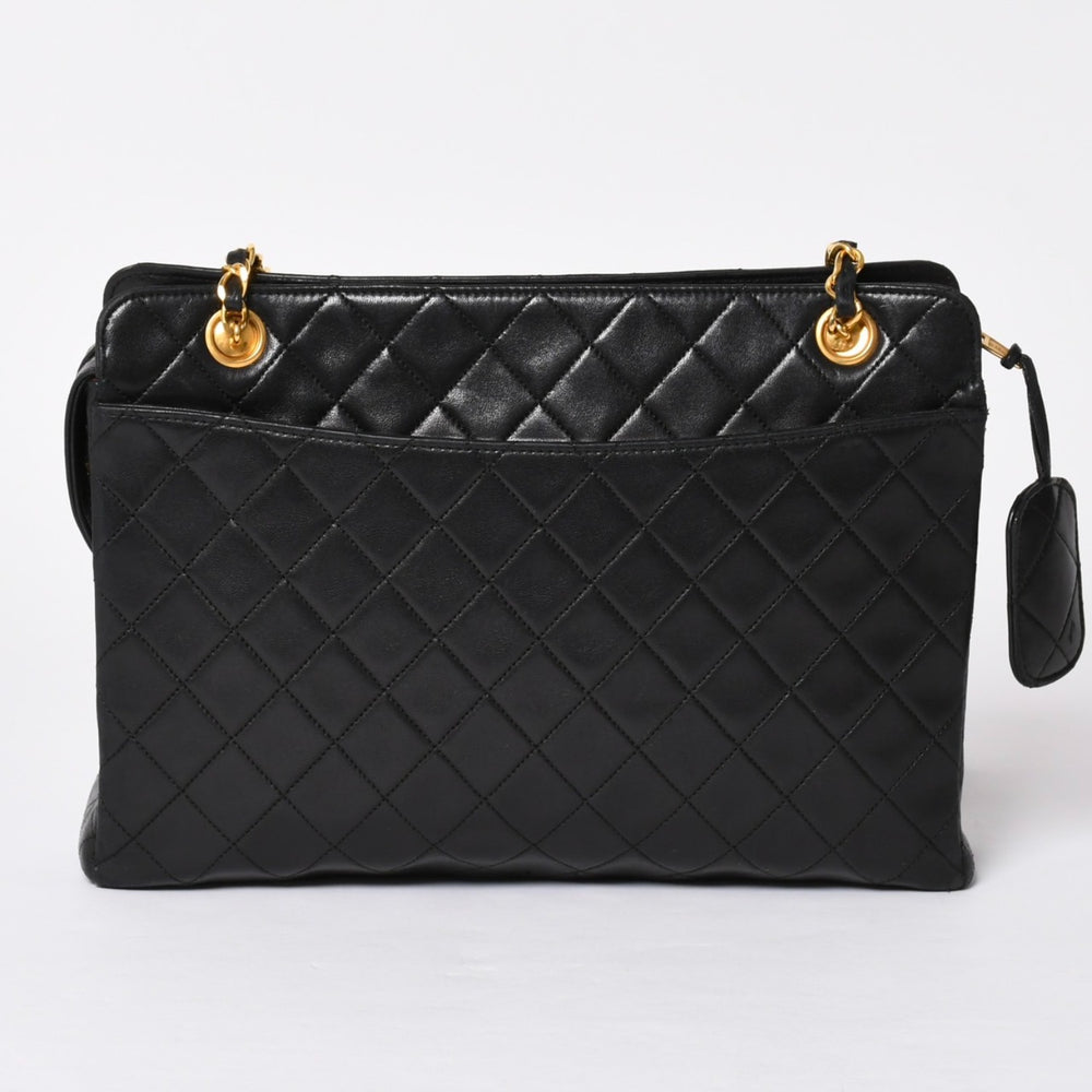 CHANEL Chain Tote Bag No. 1 Coco Mark Lambskin Quilted Black Gold Hardware Good Condition Used 4a001635