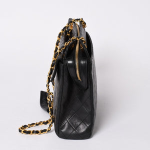CHANEL Chain Tote Bag No. 1 Coco Mark Lambskin Quilted Black Gold Hardware Good Condition Used 4a001635