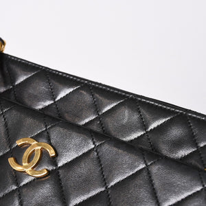 CHANEL Chain Tote Bag No. 1 Coco Mark Lambskin Quilted Black Gold Hardware Good Condition Used 4a001635