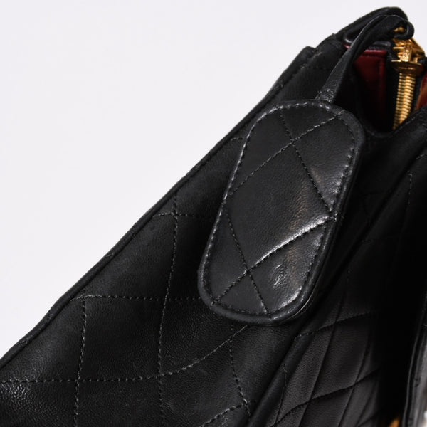 CHANEL Chain Tote Bag No. 1 Coco Mark Lambskin Quilted Black Gold Hardware Good Condition Used 4a001635