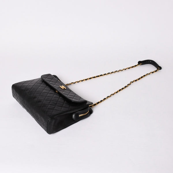CHANEL Chain Tote Bag No. 1 Coco Mark Lambskin Quilted Black Gold Hardware Good Condition Used 4a001635
