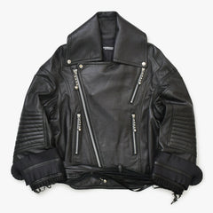 Very Good Condition UNDERCOVER JUN TAKAHASHI Leather Jacket Black UCV8201 Used 4a001637
