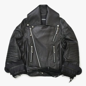 Very Good Condition UNDERCOVER JUN TAKAHASHI Leather Jacket Black UCV8201 Used 4a001637