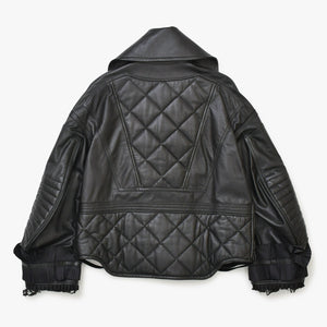 Very Good Condition UNDERCOVER JUN TAKAHASHI Leather Jacket Black UCV8201 Used 4a001637
