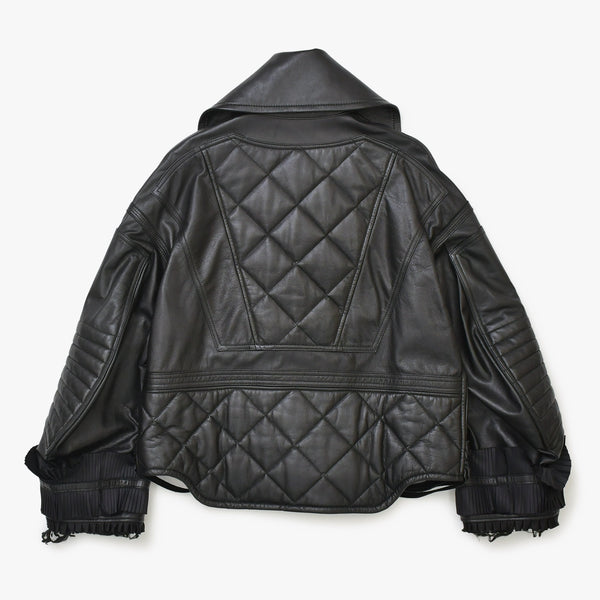 Very Good Condition UNDERCOVER JUN TAKAHASHI Leather Jacket Black UCV8201 Used 4a001637