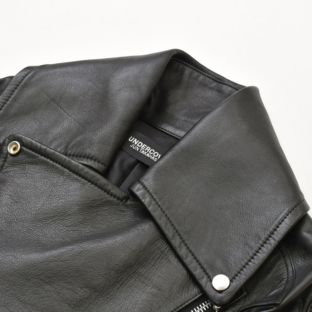 Very Good Condition UNDERCOVER JUN TAKAHASHI Leather Jacket Black UCV8201 Used 4a001637