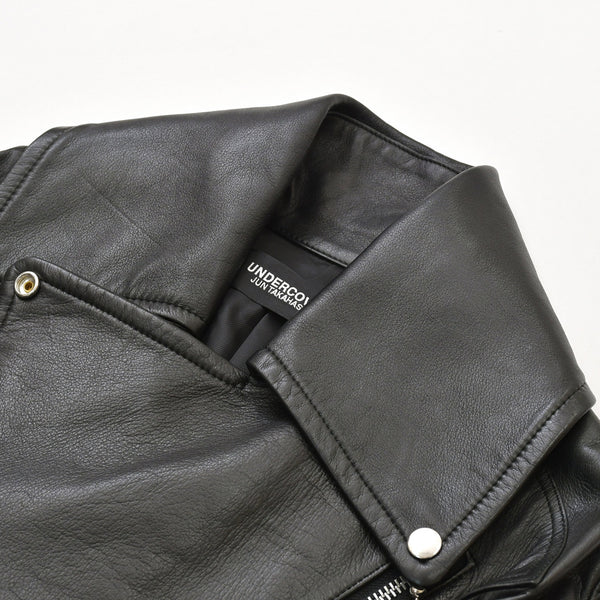 Very Good Condition UNDERCOVER JUN TAKAHASHI Leather Jacket Black UCV8201 Used 4a001637