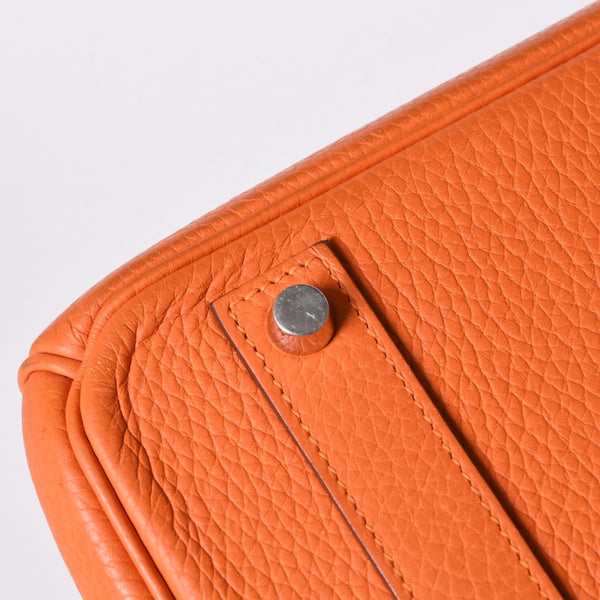 Mint condition HERMES Birkin 40 handbag ◻R stamp, Togo leather, orange, silver hardware, 2014, pre-owned, item number 4a001462