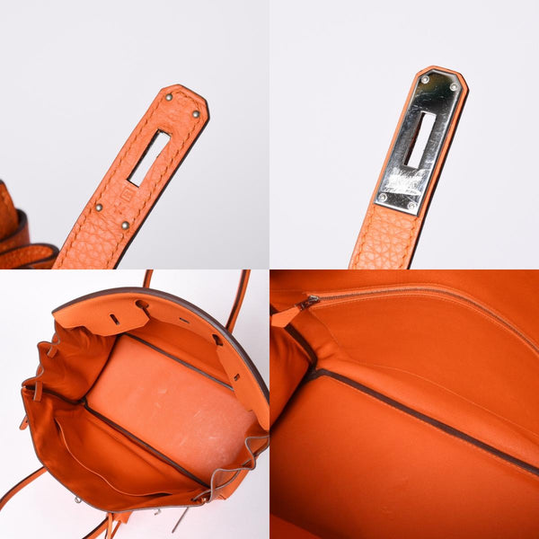 Mint condition HERMES Birkin 40 handbag ◻R stamp, Togo leather, orange, silver hardware, 2014, pre-owned, item number 4a001462