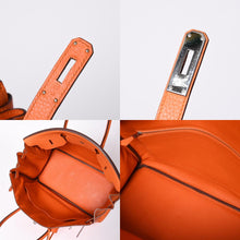 画像をギャラリービューアに読み込む, 極美品 HERMES エルメス バーキン40 ハンドバッグ ◻︎R刻印 トゴ オレンジ シルバー金具 2014年 中古 4a001462