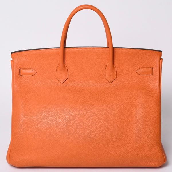 Mint condition HERMES Birkin 40 handbag ◻R stamp, Togo leather, orange, silver hardware, 2014, pre-owned, item number 4a001462