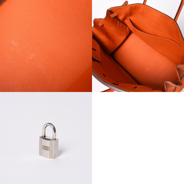 Mint condition HERMES Birkin 40 handbag ◻R stamp, Togo leather, orange, silver hardware, 2014, pre-owned, item number 4a001462