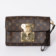 LOUIS VUITTON ルイヴィトン CLUTCH HISTORIQUE ヒストリーク リストレット クラッチバッグ モノグラム ブラウン 美品 中古 4a001682