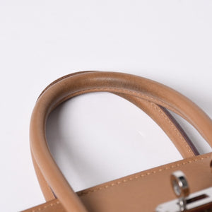 HERMES Handbag □L Engraved Birkin 25 Vaux Swift Natural Silver Hardware Good Condition Used 4a001463