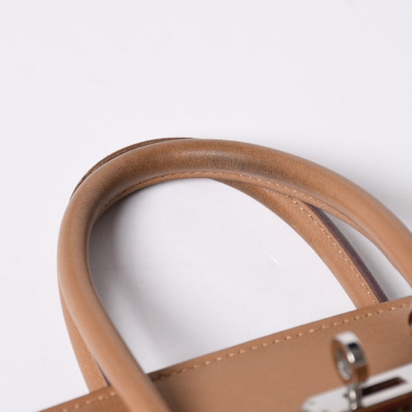 HERMES Handbag □L Engraved Birkin 25 Vaux Swift Natural Silver Hardware Good Condition Used 4a001463