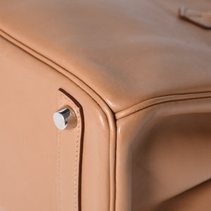 HERMES Handbag □L Engraved Birkin 25 Vaux Swift Natural Silver Hardware Good Condition Used 4a001463