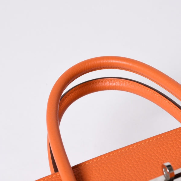 Mint condition HERMES Birkin 40 handbag ◻R stamp, Togo leather, orange, silver hardware, 2014, pre-owned, item number 4a001462
