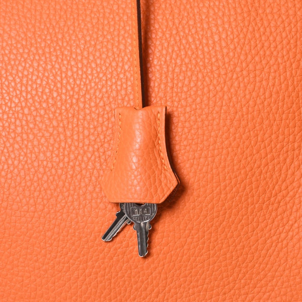 Mint condition HERMES Birkin 40 handbag ◻R stamp, Togo leather, orange, silver hardware, 2014, pre-owned, item number 4a001462