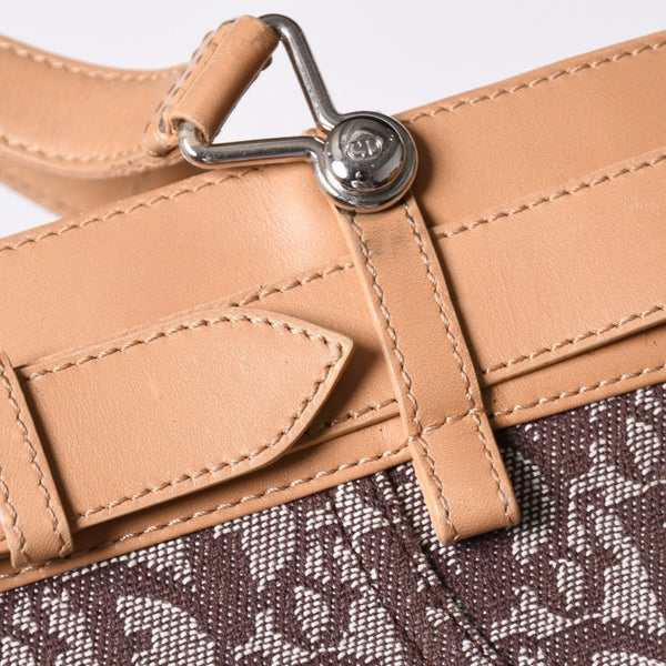 Very Good Condition Christian Dior Trotter Handbag Brown Canvas Leather Silver Hardware Used 4a001599