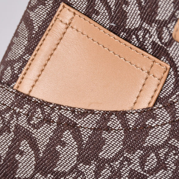 Very Good Condition Christian Dior Trotter Handbag Brown Canvas Leather Silver Hardware Used 4a001599