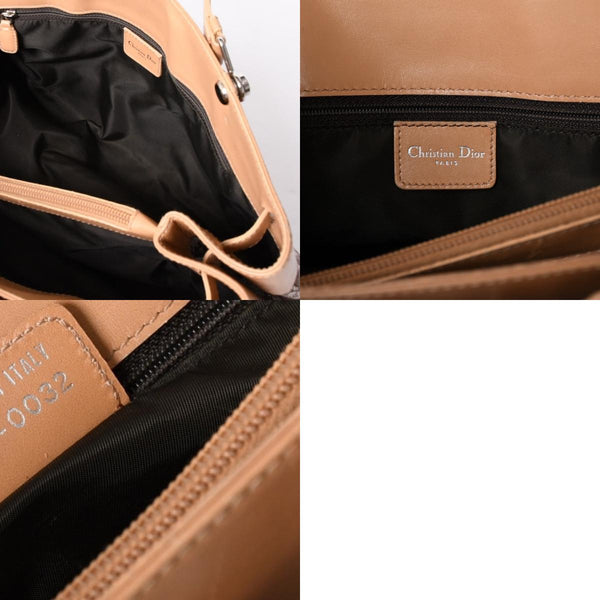 Very Good Condition Christian Dior Trotter Handbag Brown Canvas Leather Silver Hardware Used 4a001599