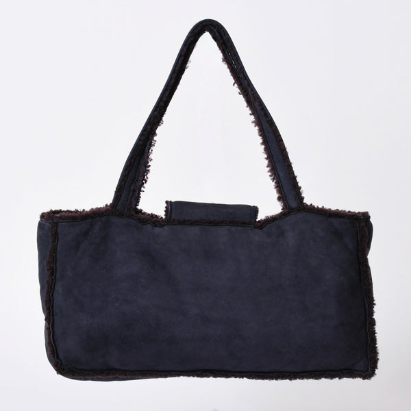 極美品 CHANEL シャネル ムートン シアリング ワンショルダーバッグ 5番台 ココマーク ヌバック アンティークゴールド金具 中古 4a001676