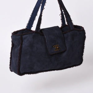 極美品 CHANEL シャネル ムートン シアリング ワンショルダーバッグ 5番台 ココマーク ヌバック アンティークゴールド金具 中古 4a001676