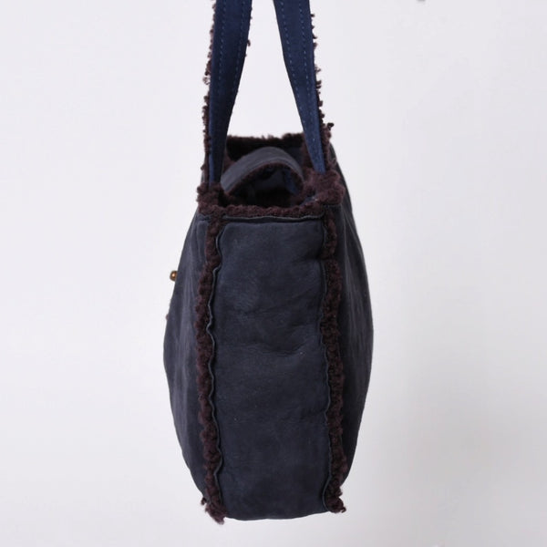 極美品 CHANEL シャネル ムートン シアリング ワンショルダーバッグ 5番台 ココマーク ヌバック アンティークゴールド金具 中古 4a001676