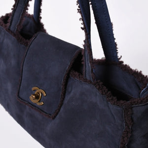 極美品 CHANEL シャネル ムートン シアリング ワンショルダーバッグ 5番台 ココマーク ヌバック アンティークゴールド金具 中古 4a001676