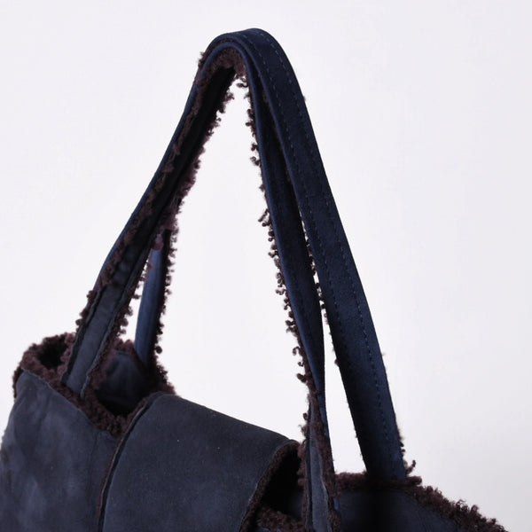 極美品 CHANEL シャネル ムートン シアリング ワンショルダーバッグ 5番台 ココマーク ヌバック アンティークゴールド金具 中古 4a001676