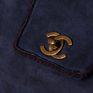 極美品 CHANEL シャネル ムートン シアリング ワンショルダーバッグ 5番台 ココマーク ヌバック アンティークゴールド金具 中古 4a001676