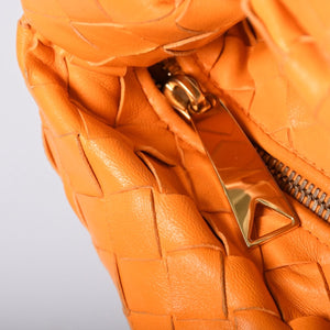 Very good condition BOTTEGAVENETA MINI JODIE Handbag 651876 Intrecciato Orange Used 4a001656