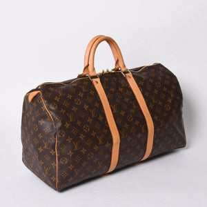 LOUIS VUITTON Keepall 50 Boston Bag M41426 Monogram PVC Leather Monogram Gold Hardware Good Condition Used 4a001587