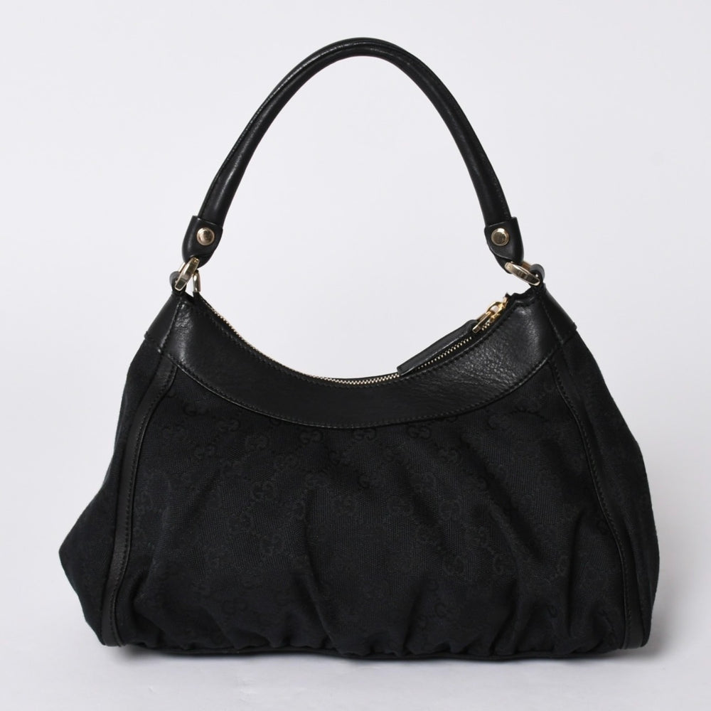 極美品 GUCCI グッチ アビー GGキャンバス ショルダーバッグ 190525 ワンショルダー セミショルダー 肩掛け レザー ブラック 中古 4a001662