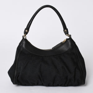 極美品 GUCCI グッチ アビー GGキャンバス ショルダーバッグ 190525 ワンショルダー セミショルダー 肩掛け レザー ブラック 中古 4a001662