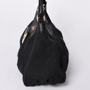極美品 GUCCI グッチ アビー GGキャンバス ショルダーバッグ 190525 ワンショルダー セミショルダー 肩掛け レザー ブラック 中古 4a001662