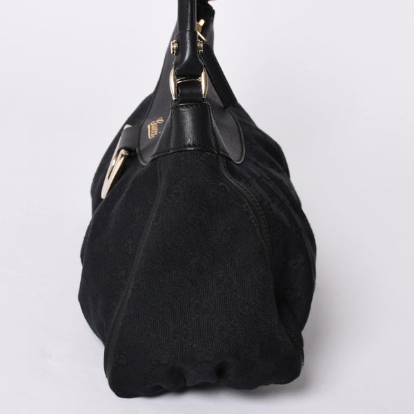 極美品 GUCCI グッチ アビー GGキャンバス ショルダーバッグ 190525 ワンショルダー セミショルダー 肩掛け レザー ブラック 中古 4a001662