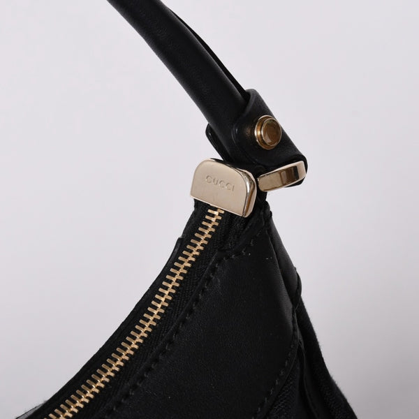 極美品 GUCCI グッチ アビー GGキャンバス ショルダーバッグ 190525 ワンショルダー セミショルダー 肩掛け レザー ブラック 中古 4a001662
