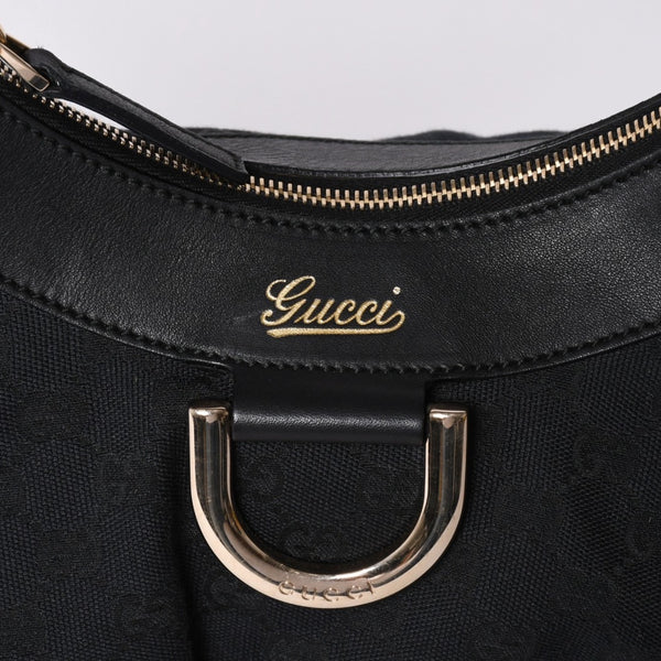極美品 GUCCI グッチ アビー GGキャンバス ショルダーバッグ 190525 ワンショルダー セミショルダー 肩掛け レザー ブラック 中古 4a001662