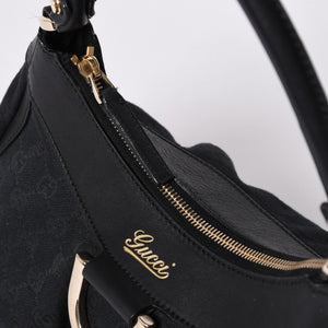 極美品 GUCCI グッチ アビー GGキャンバス ショルダーバッグ 190525 ワンショルダー セミショルダー 肩掛け レザー ブラック 中古 4a001662