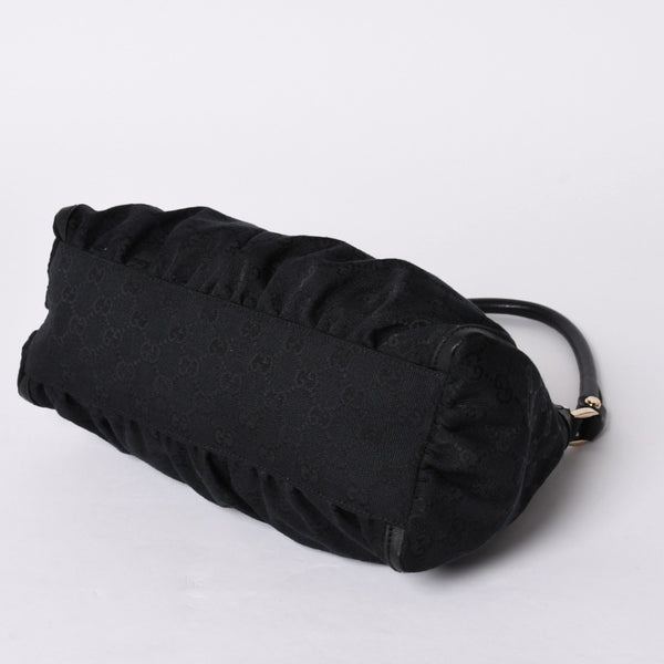 極美品 GUCCI グッチ アビー GGキャンバス ショルダーバッグ 190525 ワンショルダー セミショルダー 肩掛け レザー ブラック 中古 4a001662