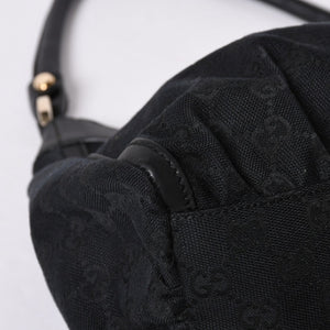 極美品 GUCCI グッチ アビー GGキャンバス ショルダーバッグ 190525 ワンショルダー セミショルダー 肩掛け レザー ブラック 中古 4a001662