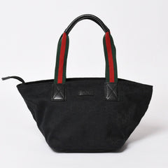 Very Good Condition GUCCI Gucci Sherry Line Hand Bag Handbag GG Canvas 131228 Black Black Used 4a001657